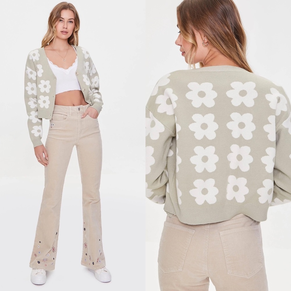 Forever 21 Floral Print Cardigan Sweater